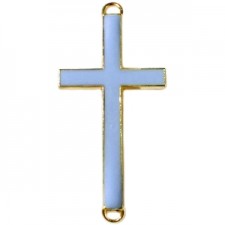 Metal connector charm Cross 46x23mm Gold - Blue gray
